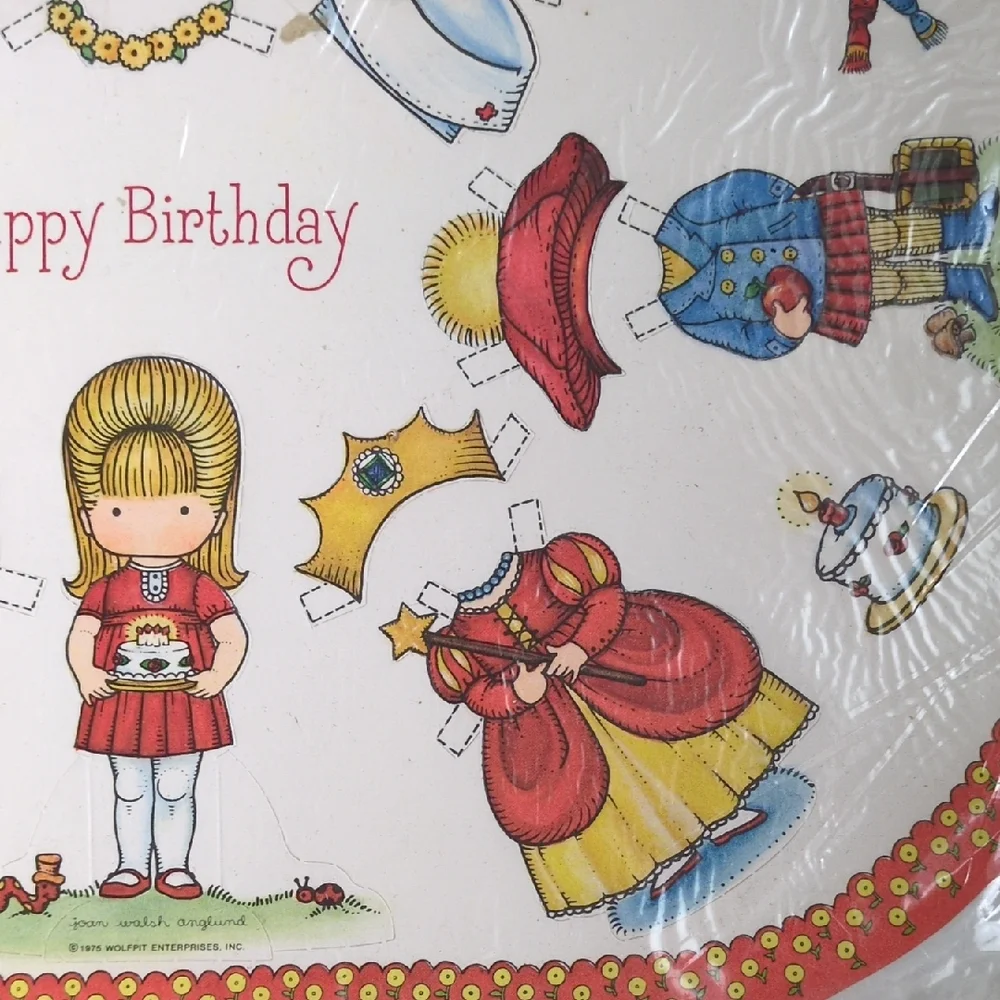 NEW Vtg 70s Hallmark Paper Doll Punch‎ Out Activity Birthday Placemats